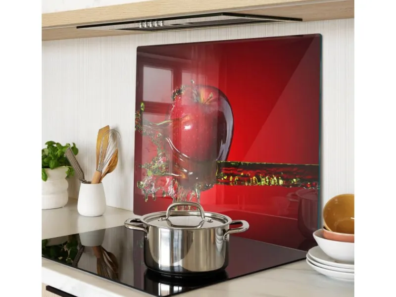 Tulup Herdabdeckplatte 60x52 cm Schneidebrett Glas Schutzplatte Küchenutensilien Spritzschutz Apfel und Wasser< Schneidebretter|Herdabdeckungen