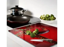 Tulup Herdabdeckplatte 60x52 cm Schneidebrett Glas Schutzplatte Küchenutensilien Spritzschutz Apfel und Wasser< Schneidebretter|Herdabdeckungen
