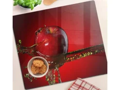 Tulup Herdabdeckplatte 60x52 cm Schneidebrett Glas Schutzplatte Küchenutensilien Spritzschutz Apfel und Wasser< Schneidebretter|Herdabdeckungen