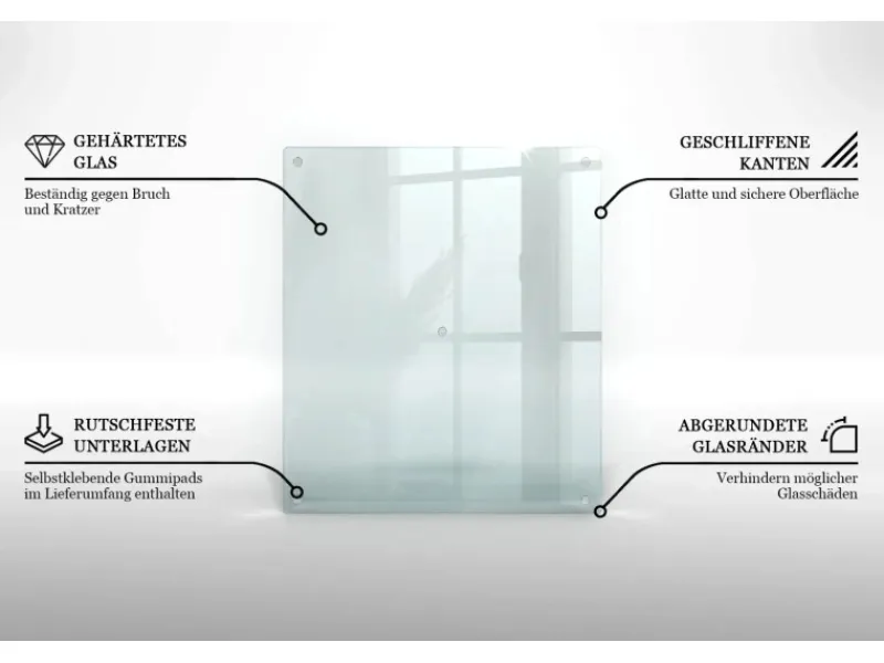 Sale Tulup Schneidebrett Glas Schneidebrett Transparent 60x52 cm Rechteckiges Schneidebrett Transparente Schneidebrett