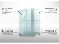 Tulup Schneidebrett Küchen Schneidebrett Glas 80x52 cm Rechteckiges Schneidebrett Glas Schneidebrett Transparent< Schneidebretter|Herdabdeckungen