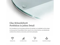 Tulup Schneidebrett Küchen Schneidebrett Glas 40x40 cm Rundes Schneidebrett Glas Schneidebrett Transparent< Schneidebretter|Herdabdeckungen
