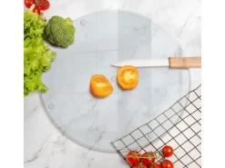 Tulup Schneidebrett Küchen Schneidebrett Glas 40x40 cm Rundes Schneidebrett Glas Schneidebrett Transparent< Schneidebretter|Herdabdeckungen