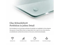 Tulup Schneidebrett Rutschfestes Schneidebrett Glas 52x30 cm Rechteckiges Schneidebrett Durchsichtiges Schneidebrett