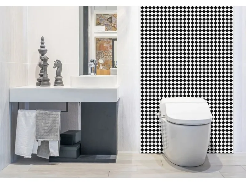 Online Tulup Wandpaneel Diagonales Schachbrettmuster Wandverkleidung Kunststoff 100x50 cm Vinyl Wandverkleidung Selbstklebend PVC Wandpaneel