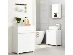 Clearance Vasagle Badezimmerschrank mit Schublade und Regal 30 cm x 60 cm x 80 cm Weiß