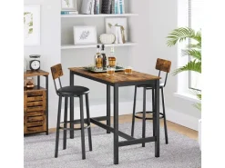 Kücheninseln<Vasagle Barhocker 2er Set mit PU-Bezug Braun-Schwarz