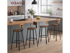 Kücheninseln<Vasagle Barhocker 2er Set Braun-Schwarz