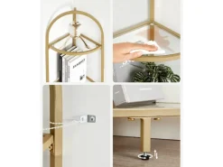 New Vasagle Eckregal 5 Ebenen Hartglas 28 cm x 28 cm x 158 cm Gold