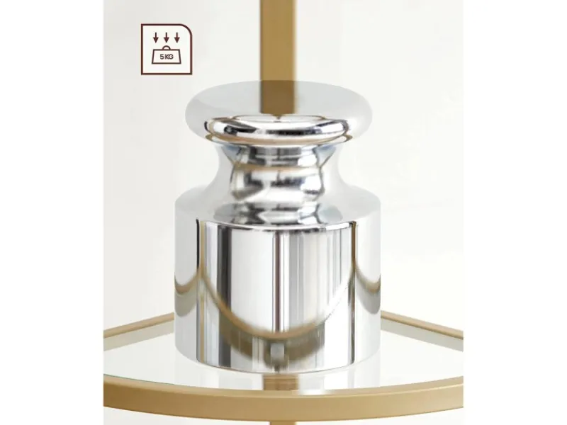 New Vasagle Eckregal 5 Ebenen Hartglas 28 cm x 28 cm x 158 cm Gold
