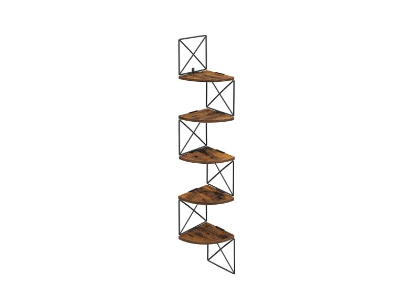Küchenregale<Vasagle Eckregal 5 Ebenen Zickzack-Design 20 cm x 20 cm x 127,5 cm Braun-Schwarz