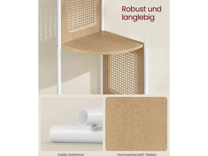 Outlet Vasagle Eckregal 5 Ebenen 31,9 cm x 31,9 cm x 156,4 cm Eichenbeige