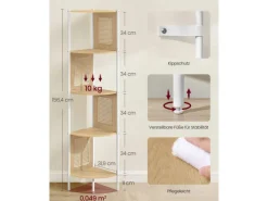 Outlet Vasagle Eckregal 5 Ebenen 31,9 cm x 31,9 cm x 156,4 cm Eichenbeige