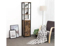 Vasagle Hochschrank 37 cm x 30 cm x 167 cm Braun-Schwarz< Küchenregale|Küchenschränke