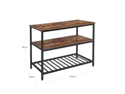 Küchenregale|Einbauküchen<Vasagle Küchenregal 3 Ablagen 60 cm x 120 cm x 90 cm Braun-Schwarz