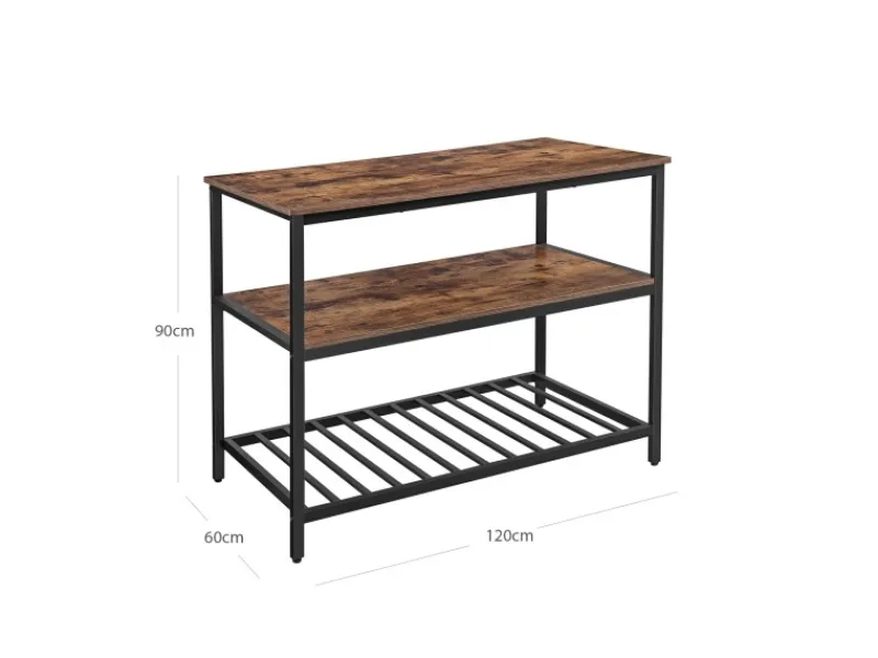 Küchenregale|Einbauküchen<Vasagle Küchenregal 3 Ablagen 60 cm x 120 cm x 90 cm Braun-Schwarz
