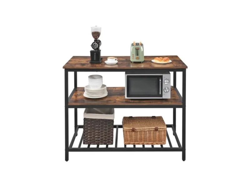 Küchenregale|Einbauküchen<Vasagle Küchenregal 3 Ablagen 60 cm x 120 cm x 90 cm Braun-Schwarz