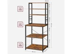Best Vasagle Küchenregal 40 cm x 60 cm x 167 cm Braun-Schwarz