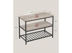 Vasagle Küchenregal mit Arbeitsplatte 60 cm x 120 cm x 90 cm Greige-Schwarz< Küchenregale|Einbauküchen