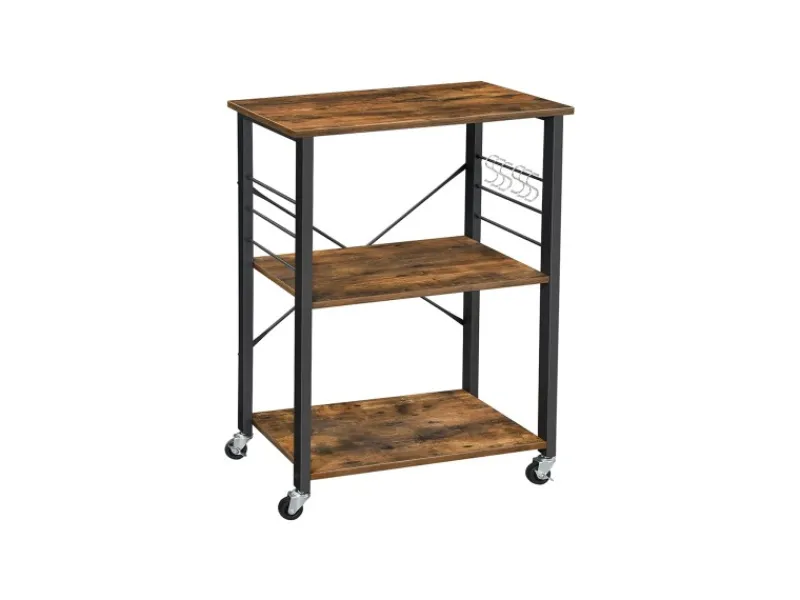 Vasagle Küchenregal mit Rollen 40 cm x 60 cm x 89 cm Braun-Schwarz< Servierwagen|Küchenregale