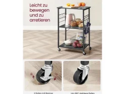 Vasagle Küchenregal mit Rollen 40 cm x 60 cm x 89 cm Schwarz< Küchenregale