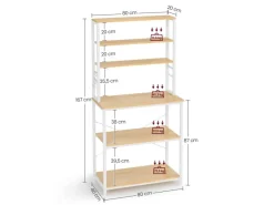 Vasagle Küchenregal Stahl 40 cm x 80 cm x 167 cm Eichefarben-Weiß< Küchenregale|Pfannen