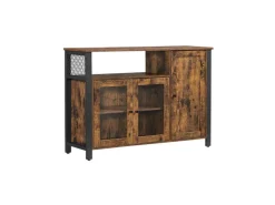 Clearance Vasagle Küchenschrank 3 Türen 33 cm x 110 cm x 75 cm Braun-Schwarz