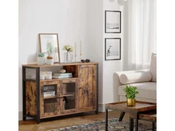 Clearance Vasagle Küchenschrank 3 Türen 33 cm x 110 cm x 75 cm Braun-Schwarz
