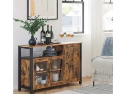 Clearance Vasagle Küchenschrank 3 Türen 33 cm x 110 cm x 75 cm Braun-Schwarz