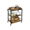 Discount Vasagle Küchenwagen mit Abnehmbarem Tablett 40 cm x 72 cm x 86 cm Braun-Schwarz