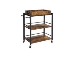 Discount Vasagle Küchenwagen mit Abnehmbarem Tablett 40 cm x 72 cm x 86 cm Braun-Schwarz