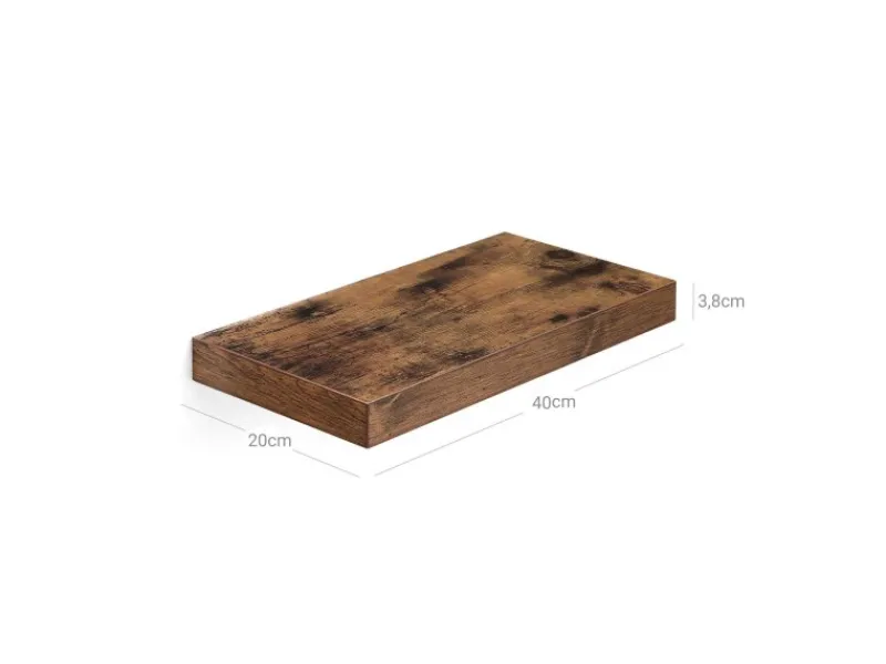 Vasagle Schweberegal 20 cm x 40 cm x 3,8 cm Braun< Küchenregale