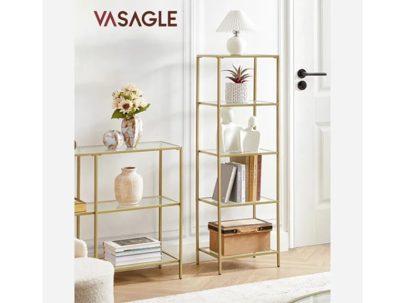 Küchenregale<Vasagle Standregal 5 Ablagen 30 cm x 40 cm x 124,5 cm Gold