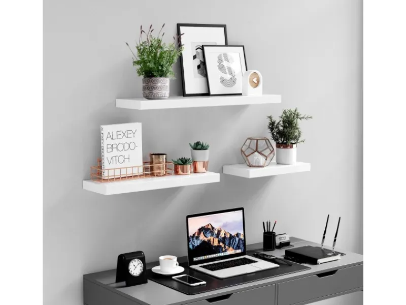 Vasagle Wandboard 40 cm x 20 cm x 3,8 cm Weiß< Küchenregale