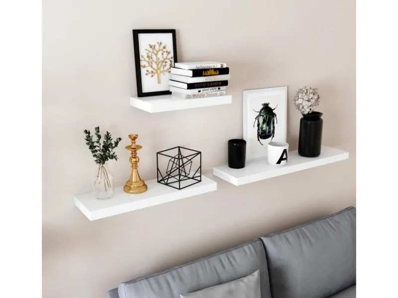 Vasagle Wandboard 40 cm x 20 cm x 3,8 cm Weiß< Küchenregale