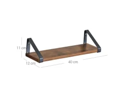 Küchenregale<Vasagle Wandregal 40 cm x 12 cm x 11 cm Braun-Schwarz