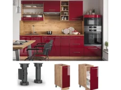 Sale Vicco Apothekerschrank Fame-Line Bordeaux Hochglanz/Goldkraft Eiche 30 cm AP Marmor Bordeaux-Glanz
