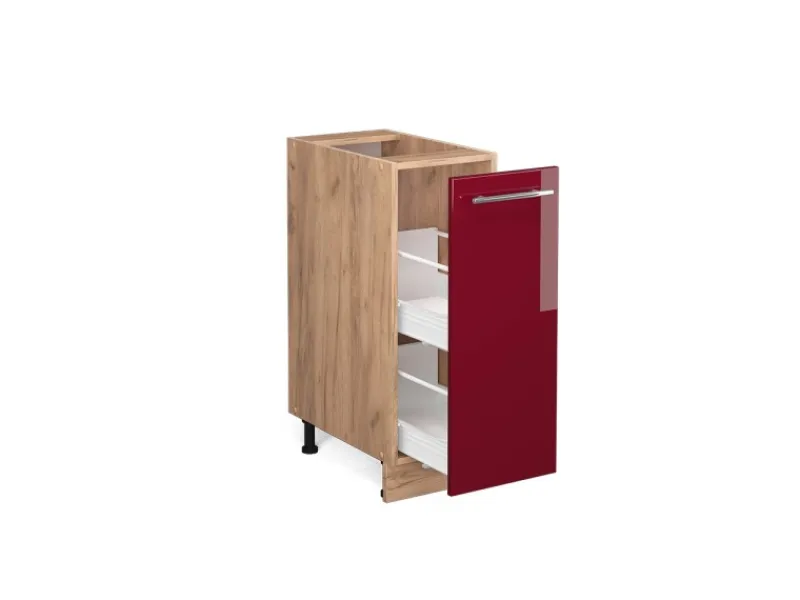 Sale Vicco Apothekerschrank Fame-Line Bordeaux Hochglanz/Goldkraft Eiche 30 cm AP Marmor Bordeaux-Glanz