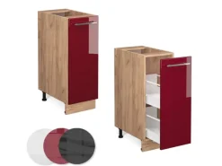 Sale Vicco Apothekerschrank Fame-Line Bordeaux Hochglanz/Goldkraft Eiche 30 cm AP Marmor Bordeaux-Glanz