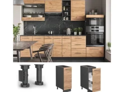 Vicco Apothekerschrank Fame-Line Goldkraft /Anthrazit 30 cm ohne Arbeitsplatte< Küchenschränke