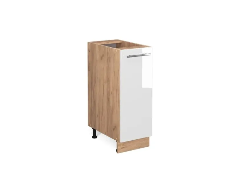 Einbauküchen<Vicco Apothekerschrank Fame-Line Hochglanz/Goldkraft Eiche 30 cm ohne Arbeitsplatte
