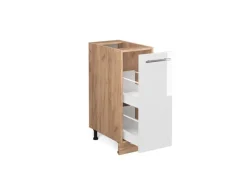 Einbauküchen<Vicco Apothekerschrank Fame-Line Hochglanz/Goldkraft Eiche 30 cm ohne Arbeitsplatte