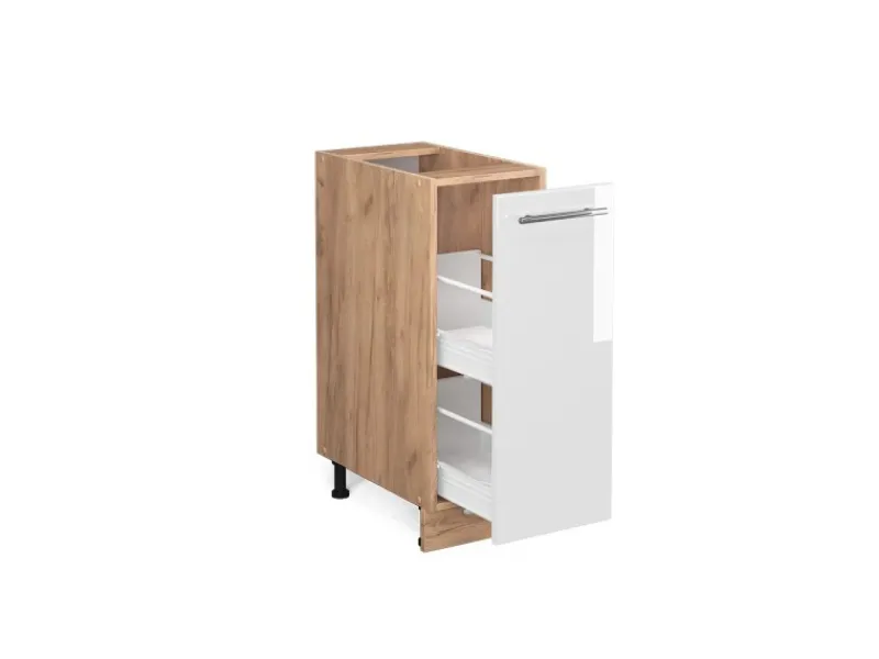 Einbauküchen<Vicco Apothekerschrank Fame-Line Hochglanz/Goldkraft Eiche 30 cm ohne Arbeitsplatte
