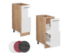 Einbauküchen<Vicco Apothekerschrank Fame-Line Hochglanz/Goldkraft Eiche 30 cm ohne Arbeitsplatte
