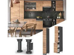 Best Vicco Apothekerschrank Fame-Line Medizinschrank für die Küche Goldkraft /Anthrazit 30 cm Eiche