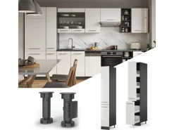 Best Vicco Apothekerschrank Fame-Line Medizinschrank für die Küche Hochglanz/Anthrazit 30 cm Weiß