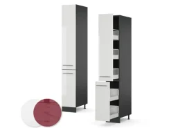 Best Vicco Apothekerschrank Fame-Line Medizinschrank für die Küche Hochglanz/Anthrazit 30 cm Weiß