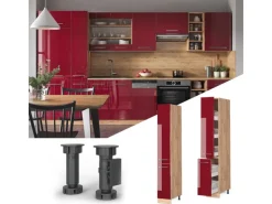 Vicco Apothekerschrank Fame-Line Bordeaux Hochglanz/Goldkraft Eiche 30 cm< Küchenschränke
