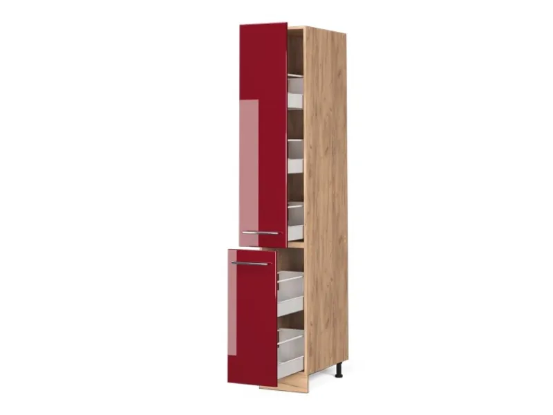 Vicco Apothekerschrank Fame-Line Bordeaux Hochglanz/Goldkraft Eiche 30 cm< Küchenschränke