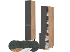 Küchenschränke<Vicco Apothekerschrank Fame-Line -Gold/Goldkraft Eiche 30 cm